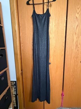 Metallic Black Skins long Maxi Dress